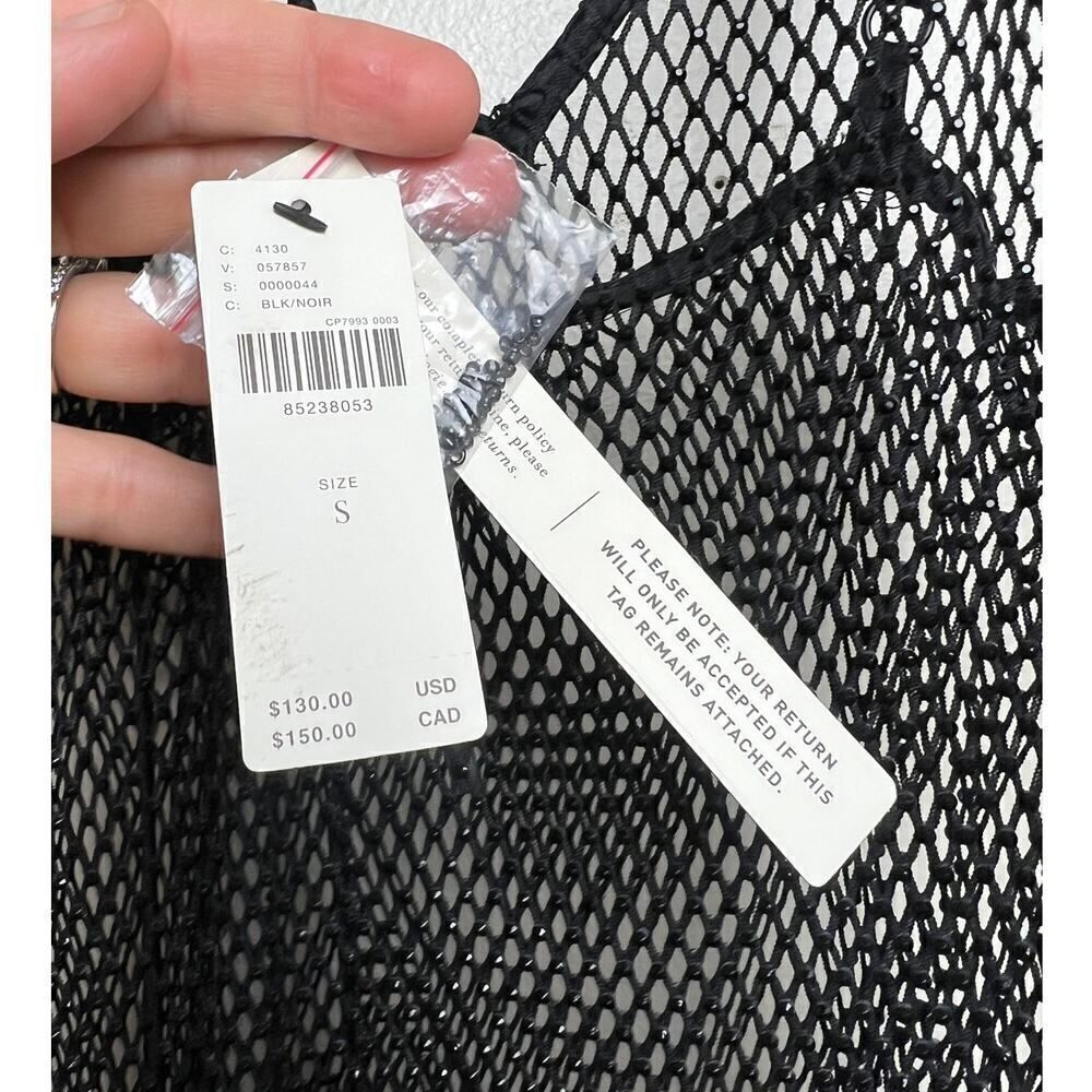 Anthropologie Black Mesh Fringe Midi Dress NWT Sz. S - Picture 8 of 8